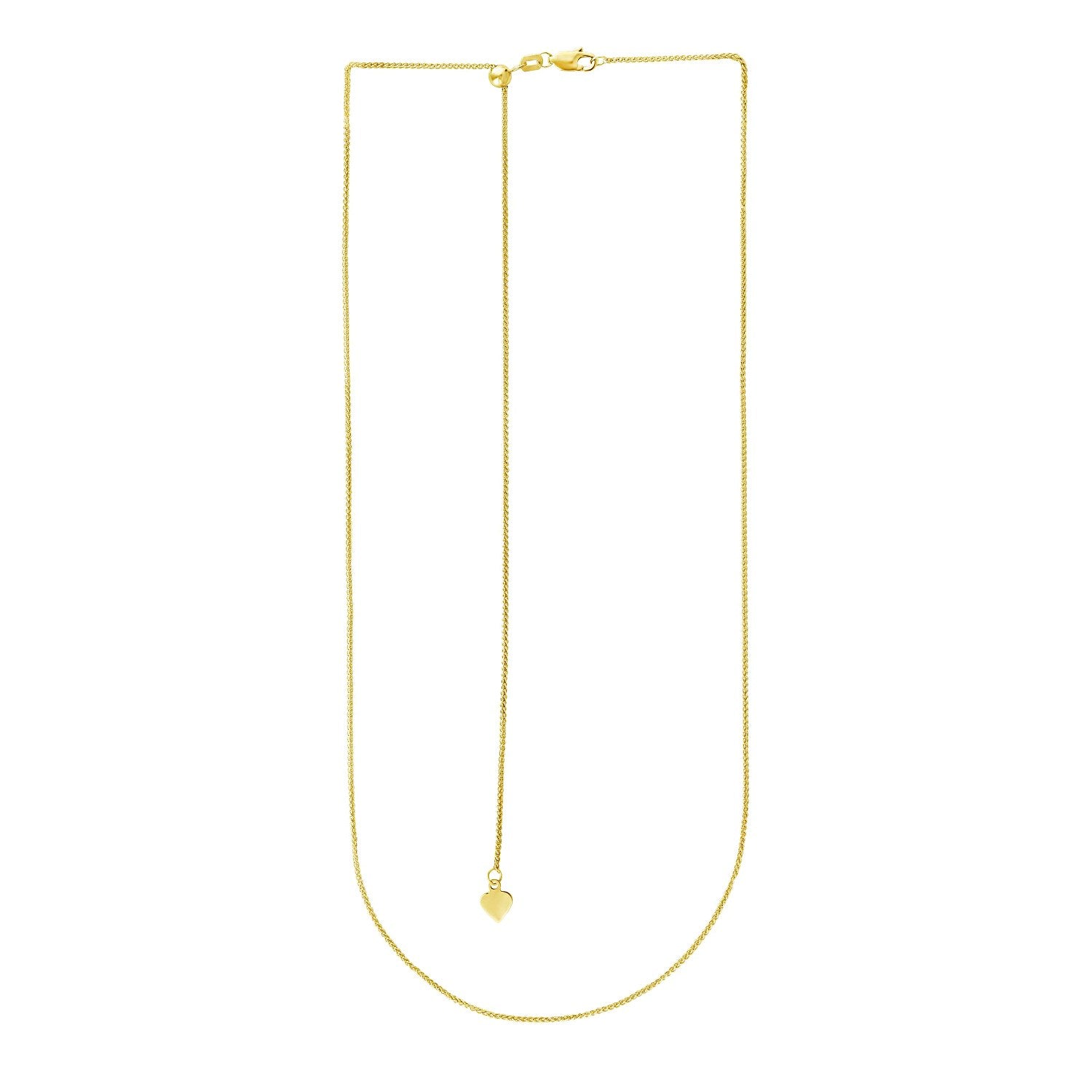 14k Yellow Gold Adjustable Wheat Chain (1.00 mm) in a sleek high-contrast midnight luxury editorial style