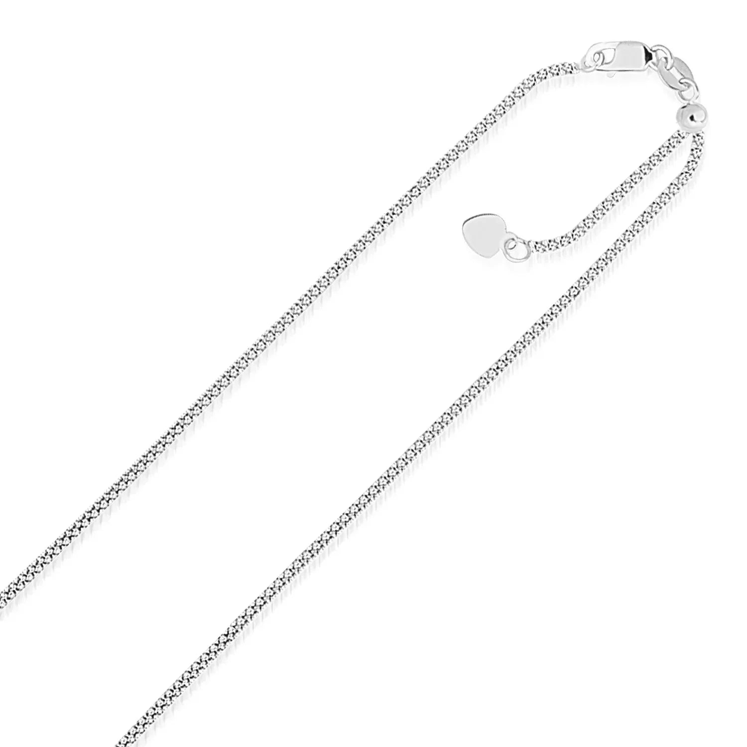 14k White Gold Adjustable Popcorn Chain (1.00 mm) - Peelerie