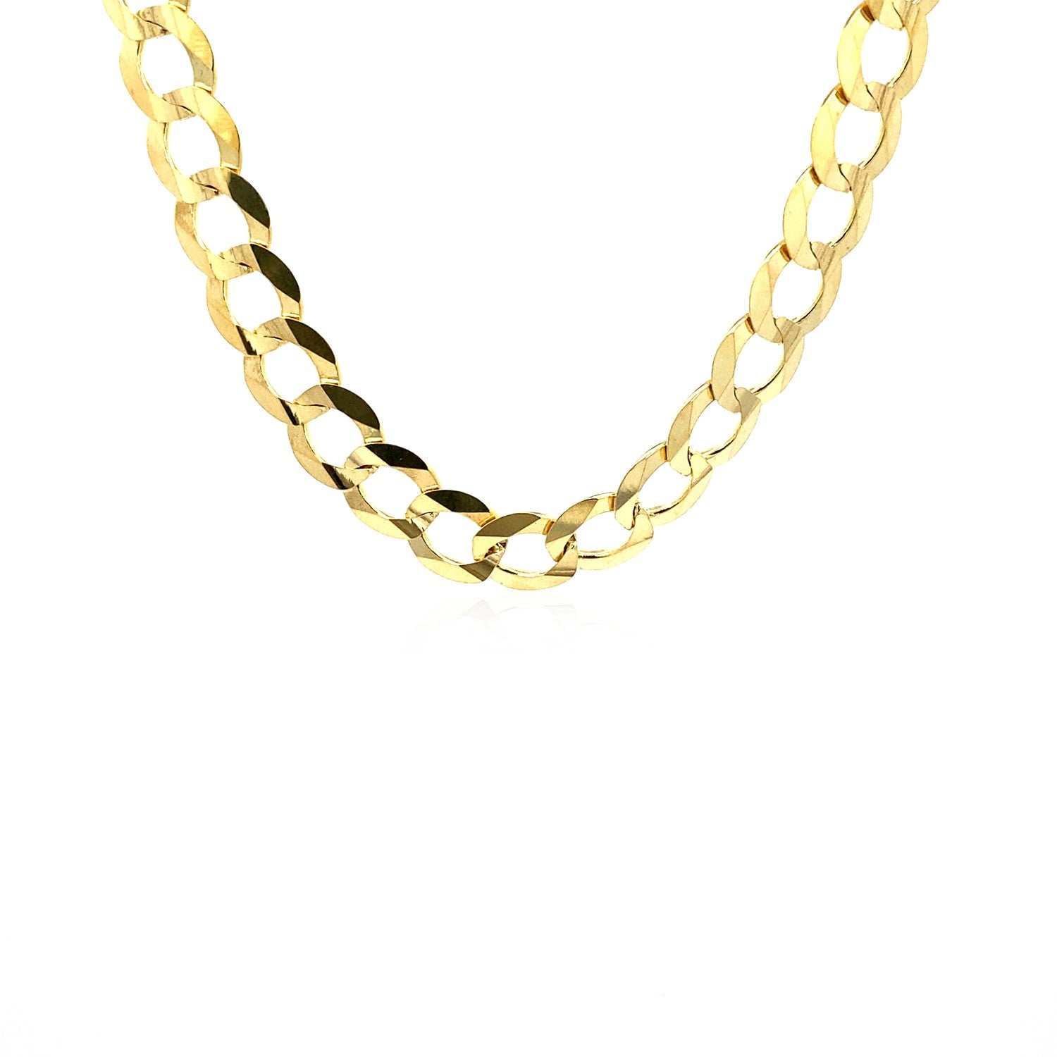 14k Yellow Gold Solid Curb Chain (8.20 mm) in a sleek high-contrast midnight luxury editorial style