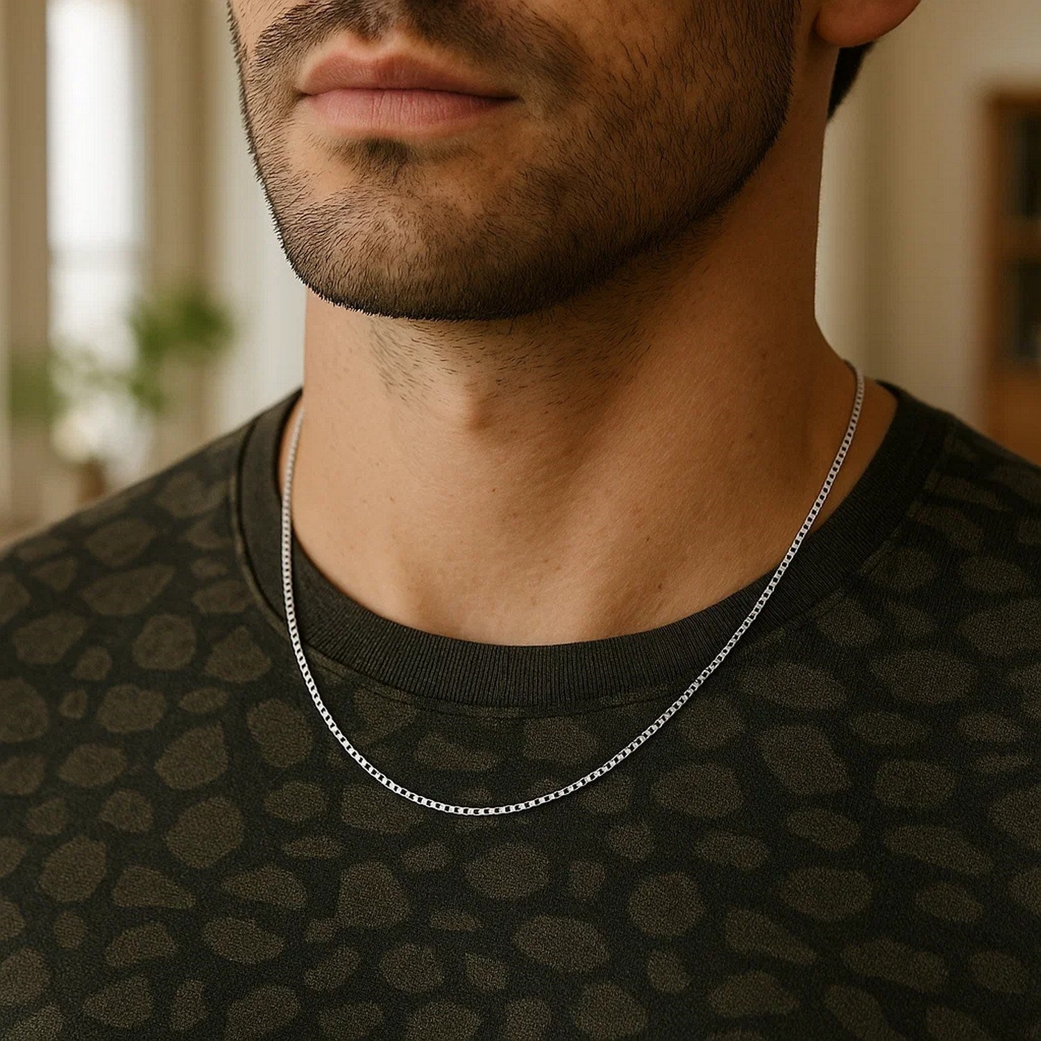 14k White Gold Classic Box Chain (0.75 mm) - Peelerie