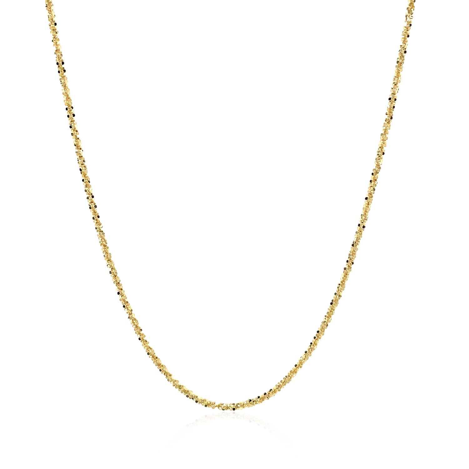 14k Yellow Gold Sparkle Chain (1.10 mm) in a sleek high-contrast midnight luxury editorial style