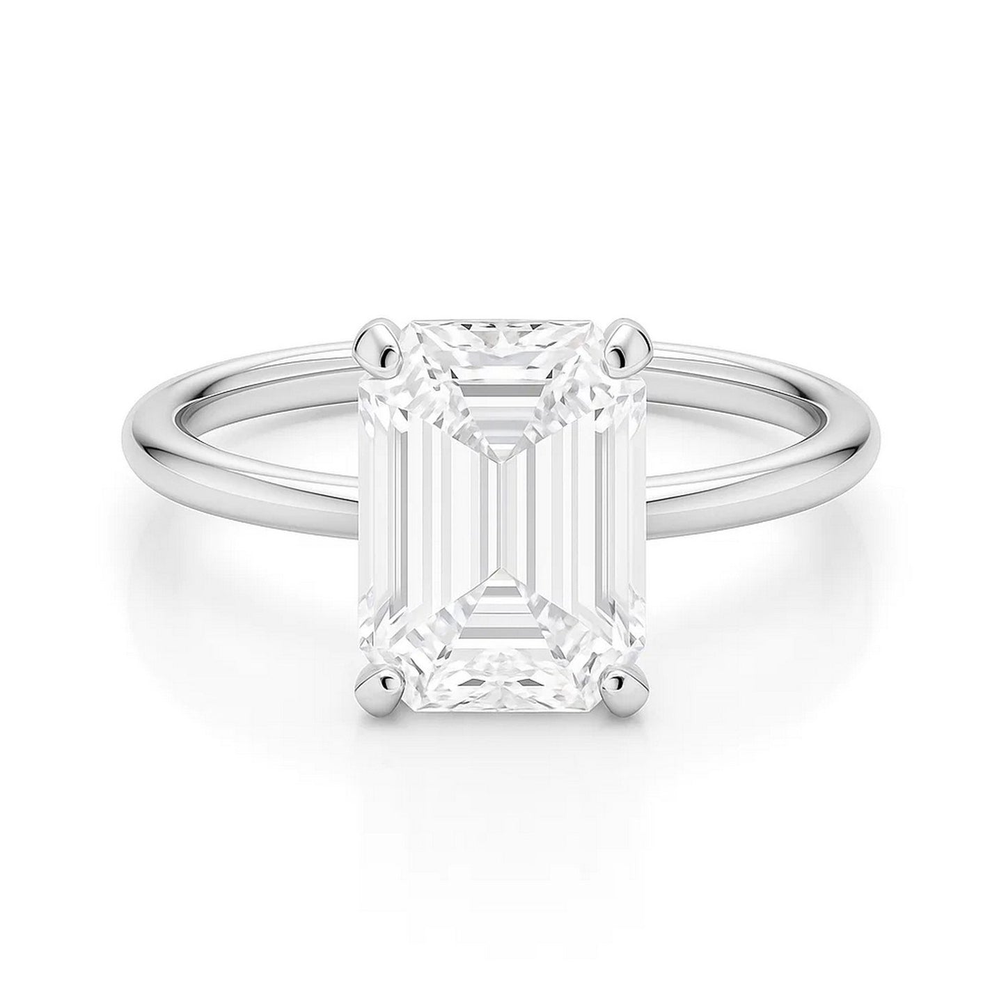 5 Carat Emerald Lab Grown IGI G/VS1 Diamond Solitaire Ring in 14K White Gold