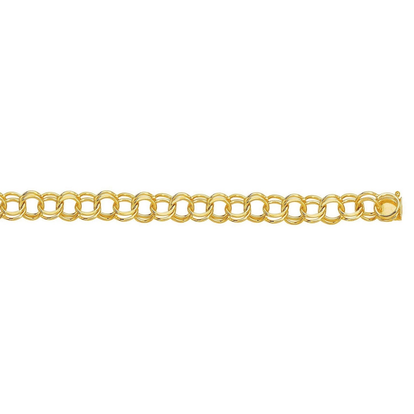 14k Yellow Gold Solid Double Link Charm Bracelet (10.00 mm)