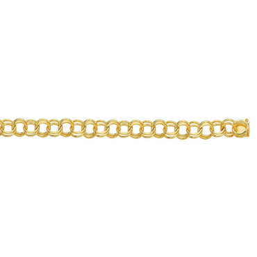 14k Yellow Gold Solid Double Link Charm Bracelet (10.00 mm)