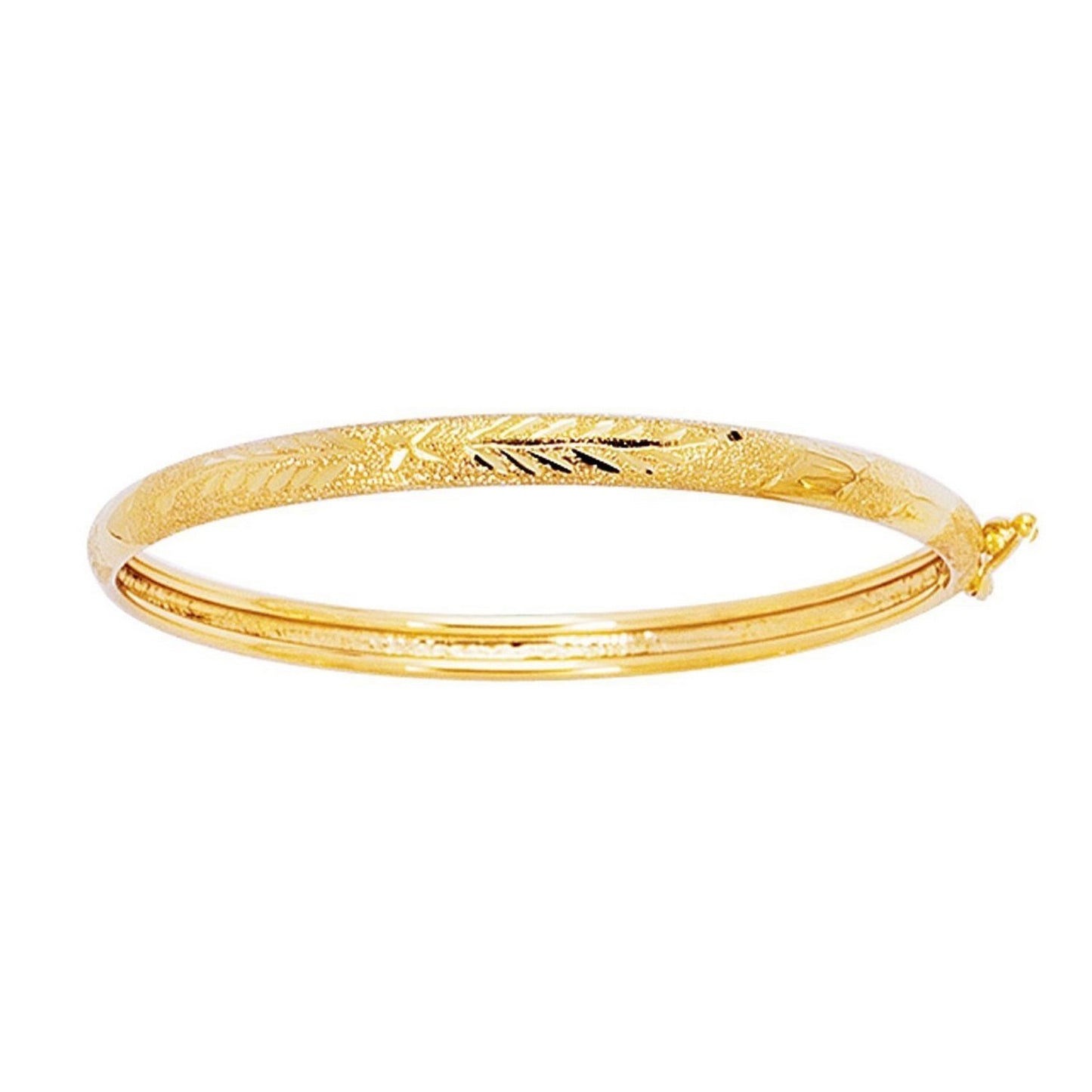 14k Yellow Gold Diamond Cut Motif Dome Style Childrens Bangle (5.50 mm)