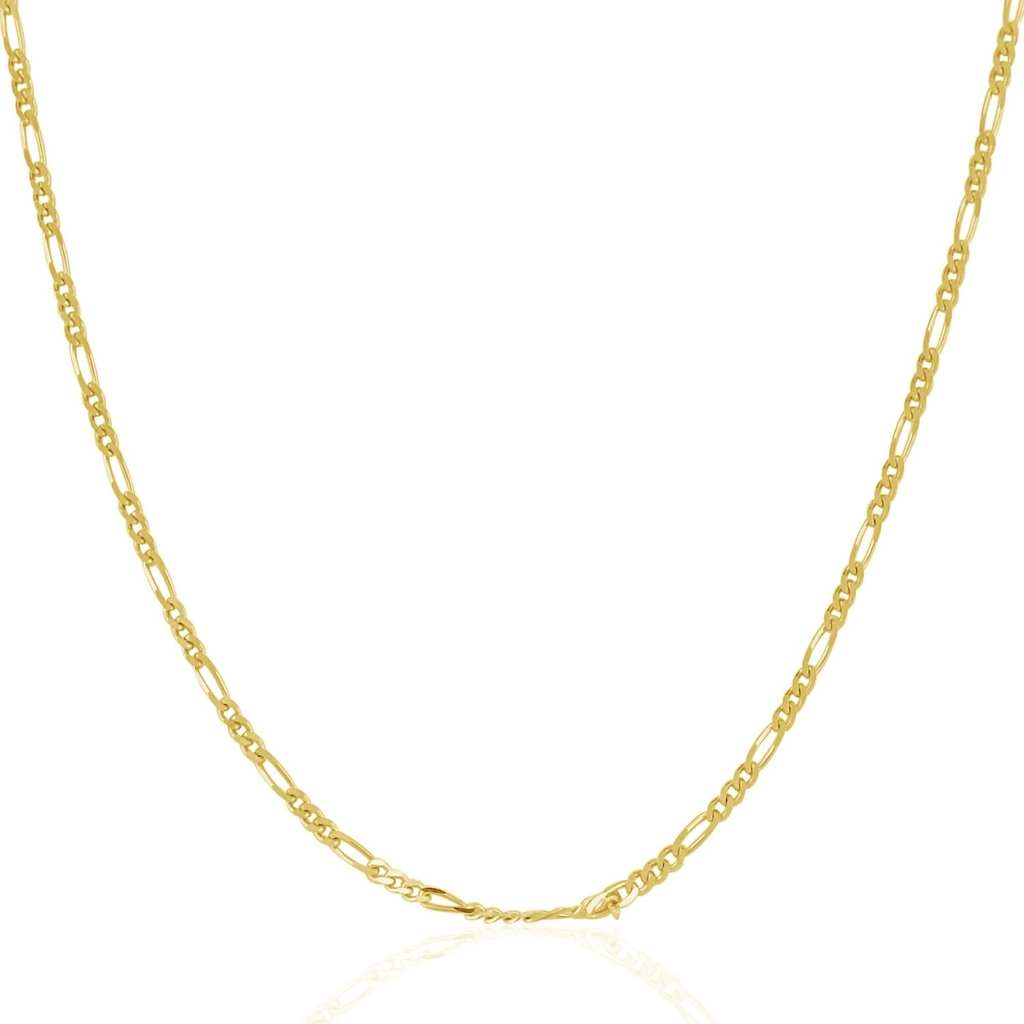 14k Yellow Gold Solid Figaro Chain (1.90 mm) in a sleek high-contrast midnight luxury editorial style