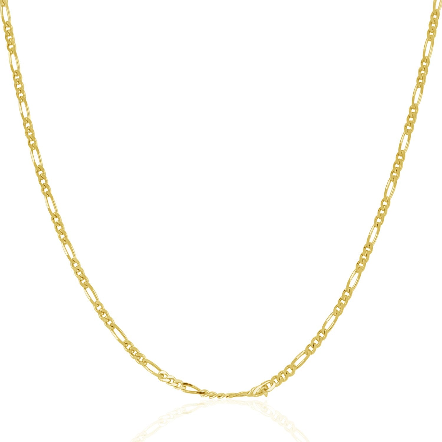 14k Yellow Gold Solid Figaro Chain (1.90 mm) in a sleek high-contrast midnight luxury editorial style