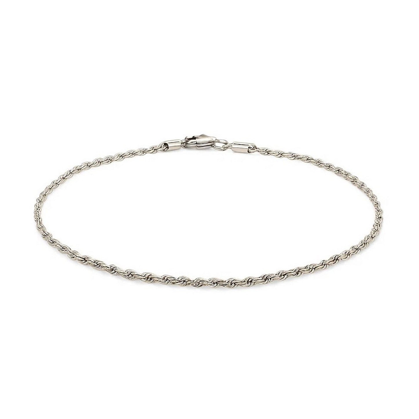 14k White Gold Solid Diamond Cut Rope Bracelet (1.60 mm)