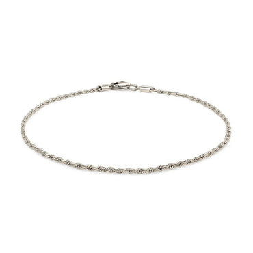 14k White Gold Solid Diamond Cut Rope Bracelet (1.60 mm)