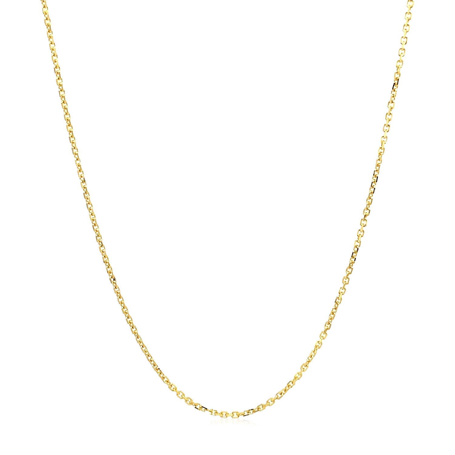 18k Yellow Gold Cable Chain (1.10 mm) in a sleek high-contrast midnight luxury editorial style