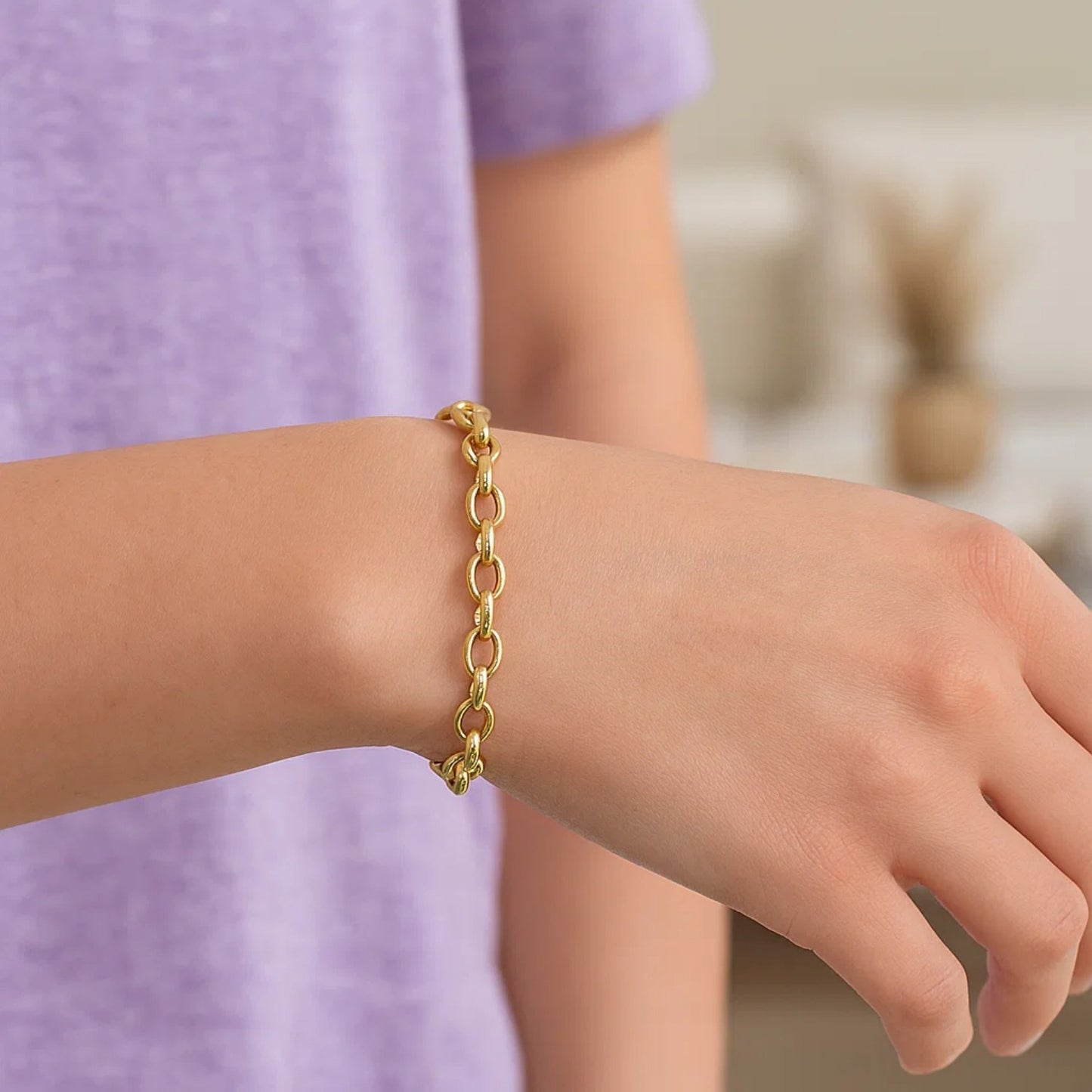 14k Yellow Gold Oval Rolo Bracelet  (4.60 mm)