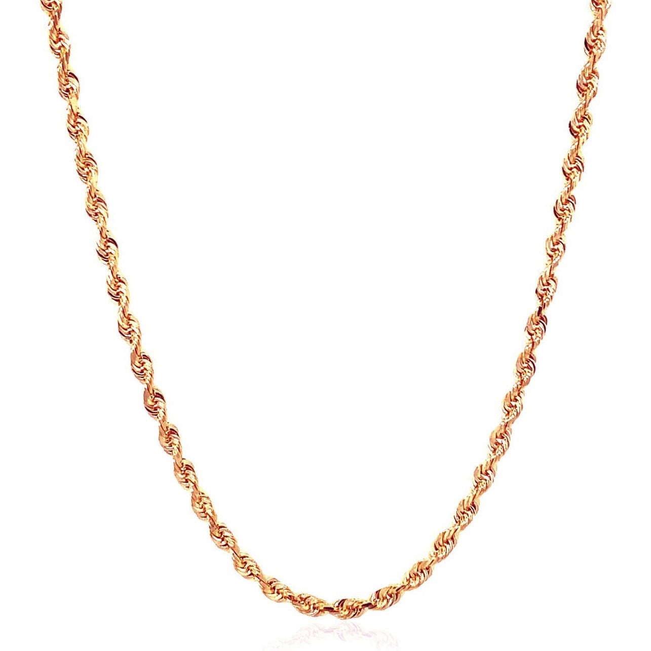 14k Rose Gold Solid Diamond Cut Rope Chain (4.00 mm)