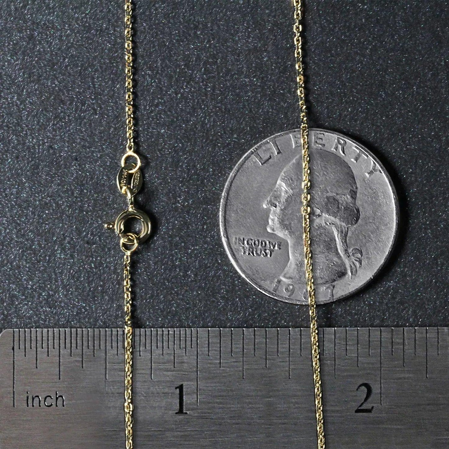 14k Yellow Gold Diamond Cut Cable Link Chain (1.10 mm) - Peelerie