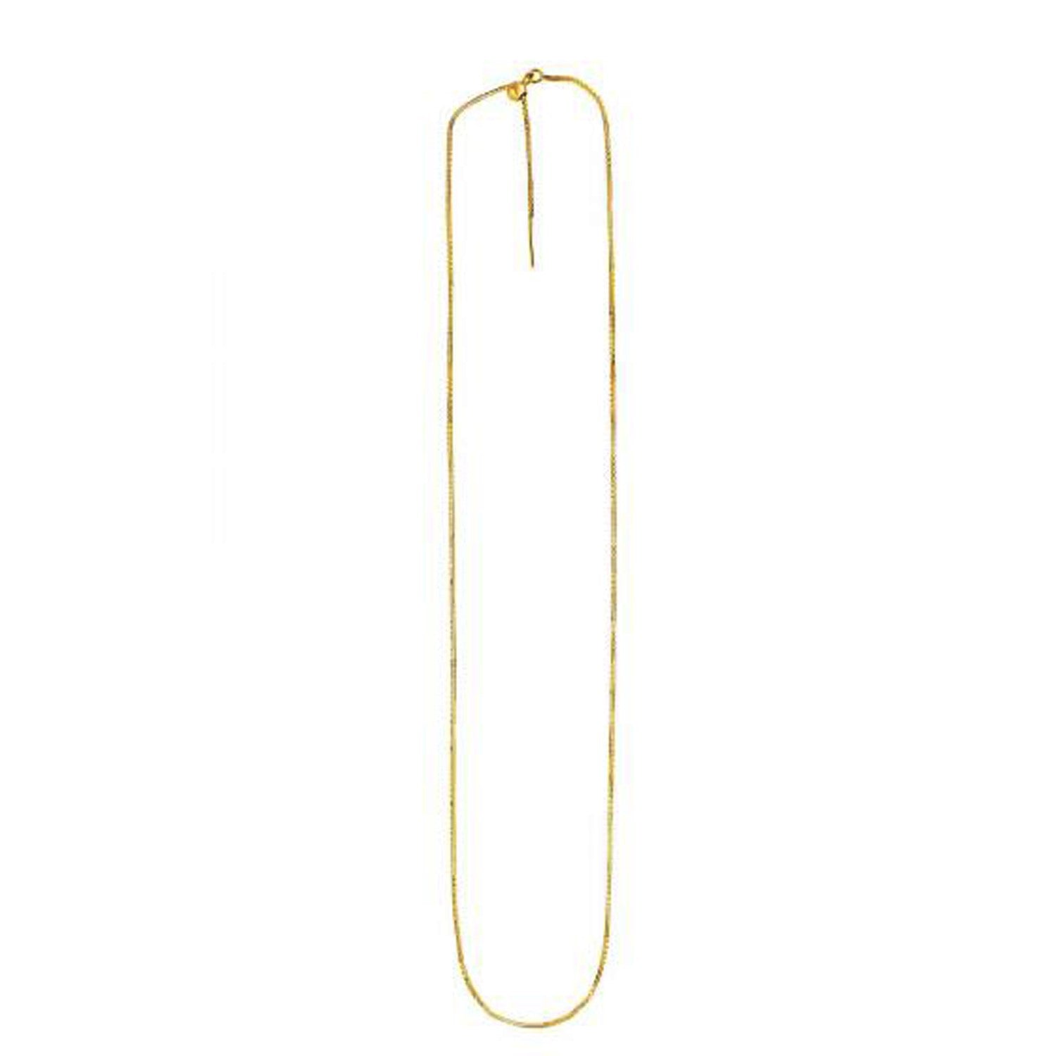 Endless Adjustable Box Chain in 14k Yellow Gold (0.95 mm) in a sleek high-contrast midnight luxury editorial style