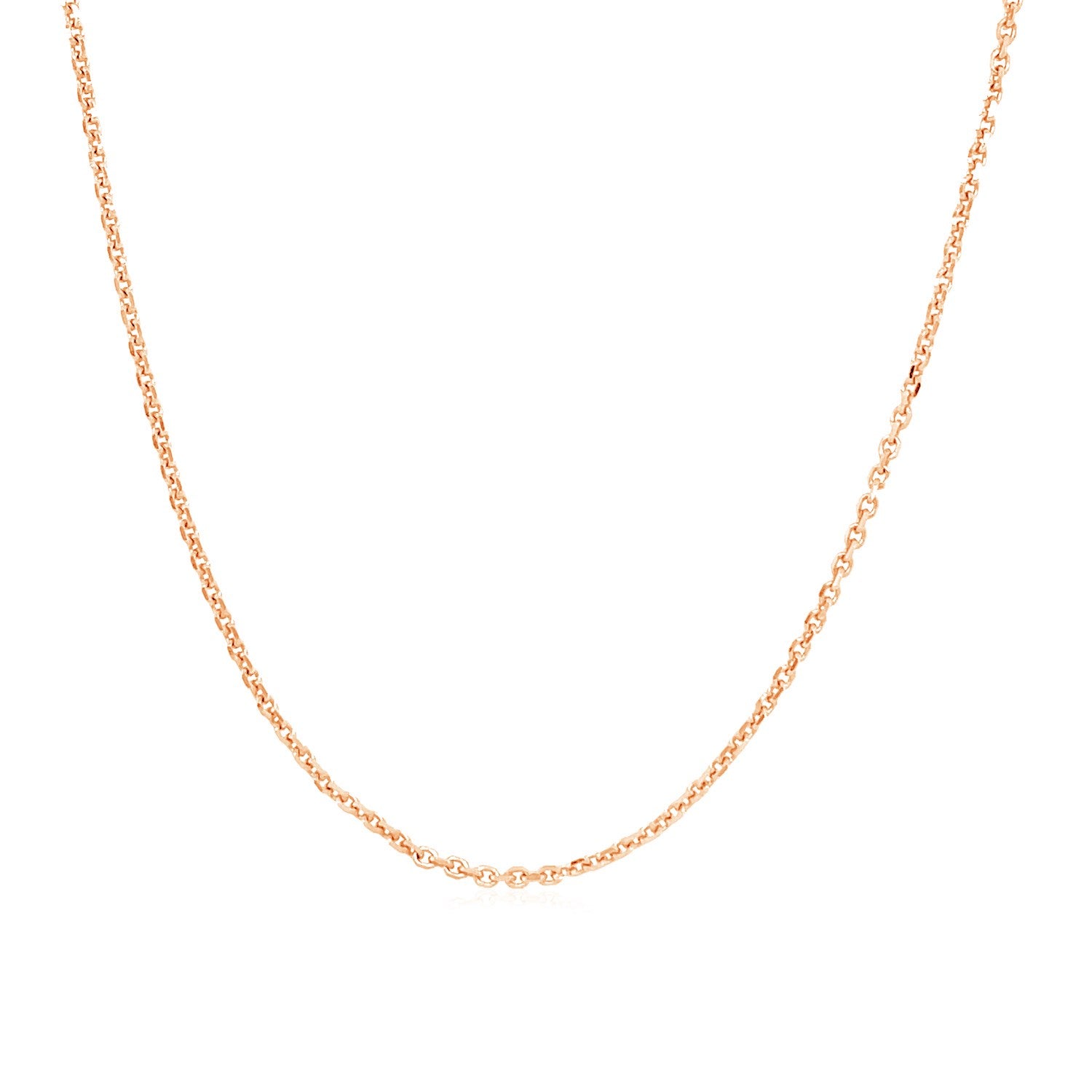 14k Rose Gold Adjustable Cable Chain (1.10 mm) in a sleek high-contrast midnight luxury editorial style