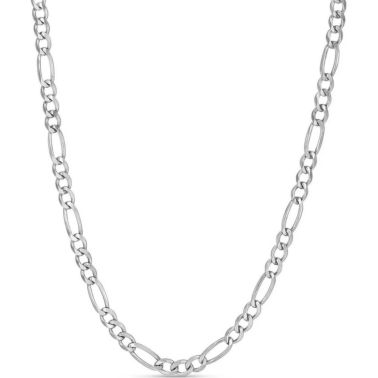 14k White Gold Solid Figaro Chain (4.50 mm) in a sleek high-contrast midnight luxury editorial style