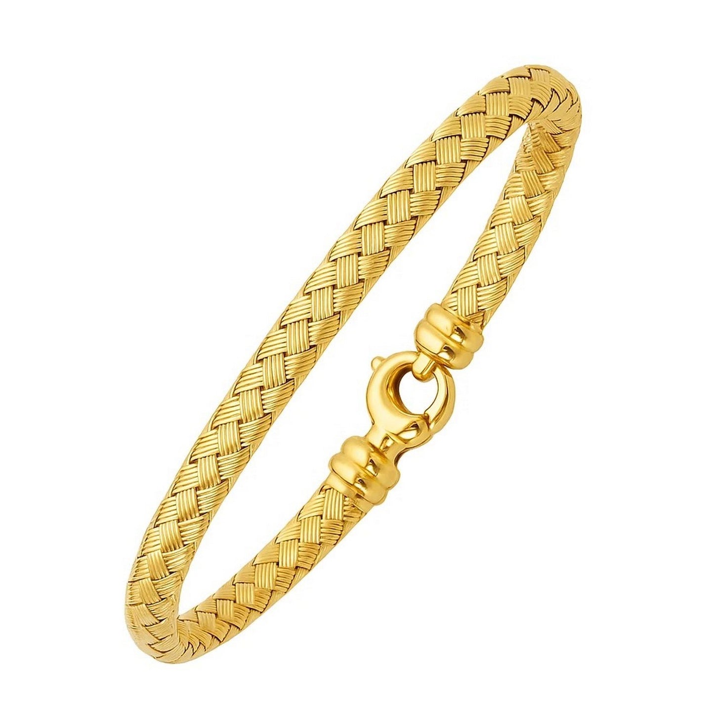 Fancy Weave Bangle in 14k Yellow Gold (5.00 mm)