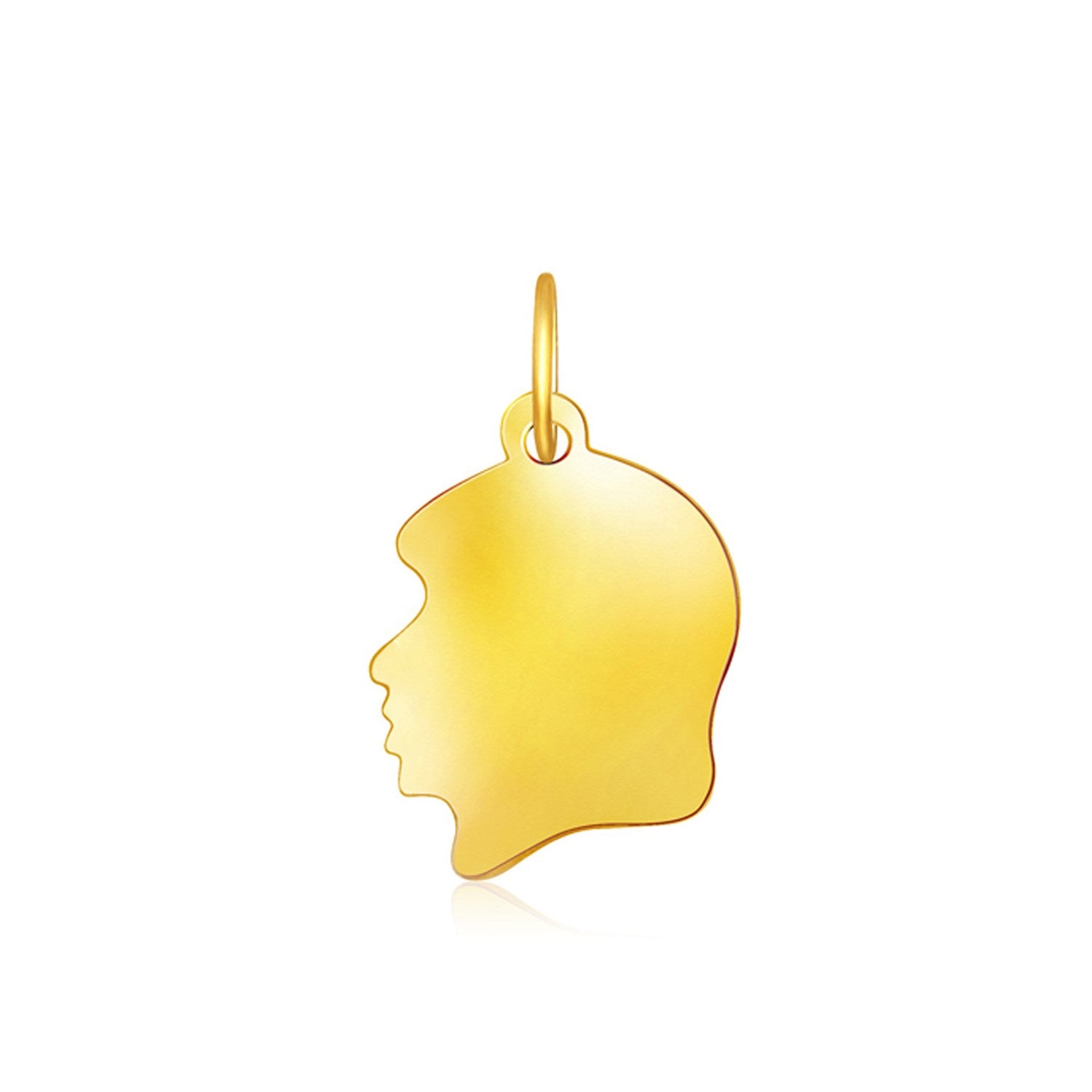 14k Yellow Gold Small Girl Head Charm in a sleek high-contrast midnight luxury editorial style