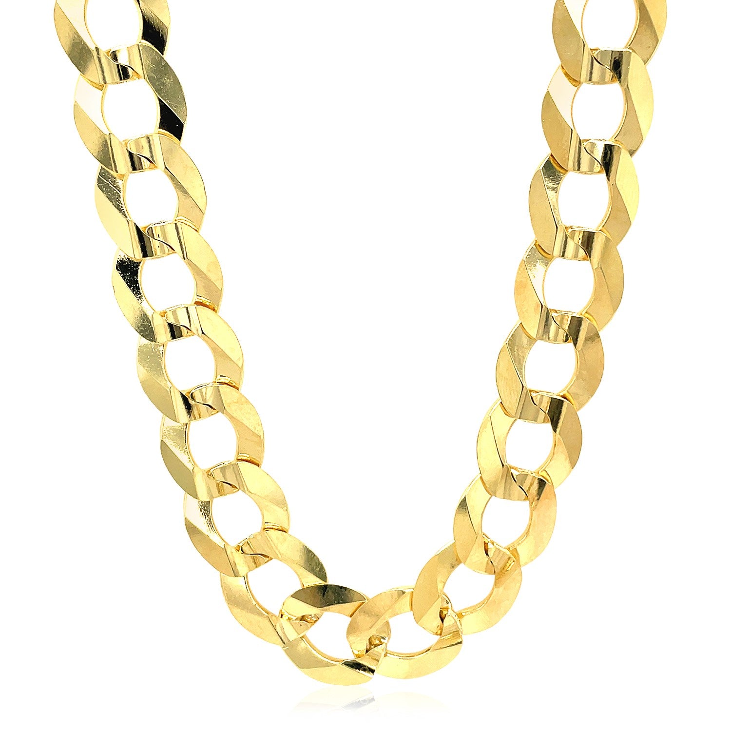 14k Yellow Gold Solid Curb Chain (10.00 mm) in a sleek high-contrast midnight luxury editorial style