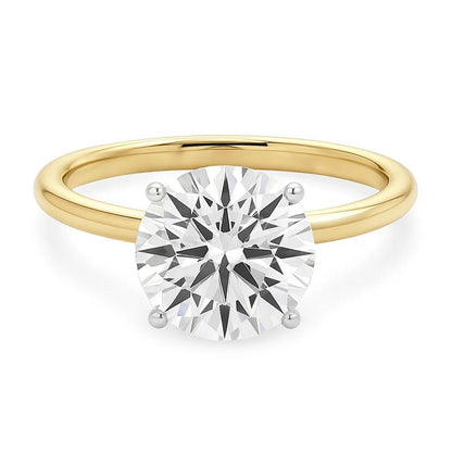 3 Carat Round Lab Grown IGI G/VS1 Diamond Solitaire Ring in 14K Yellow Gold