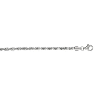 14k White Gold Solid Diamond Cut Rope Bracelet (3.00 mm)
