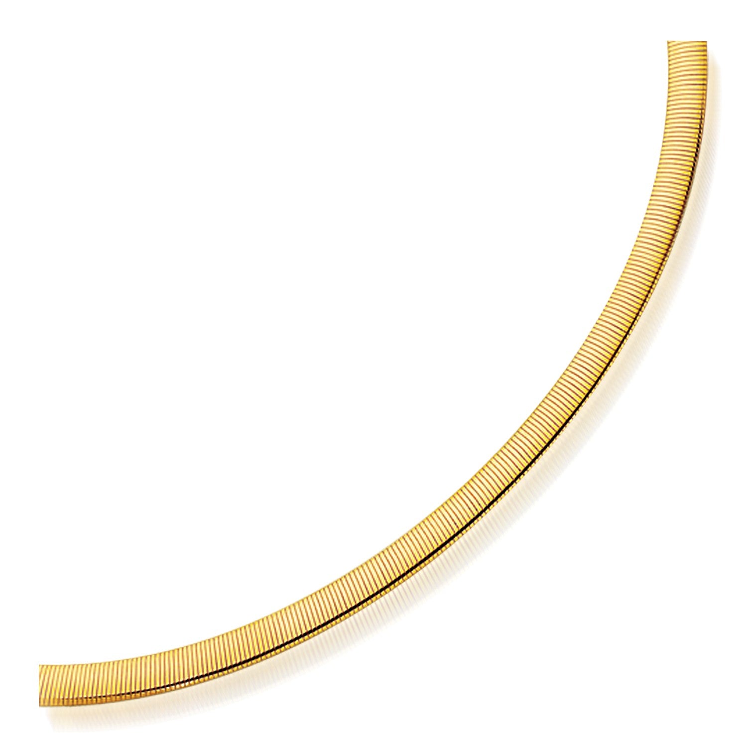 6.0mm 14k Two Tone Gold Reversible Omega Necklace in a sleek high-contrast midnight luxury editorial style