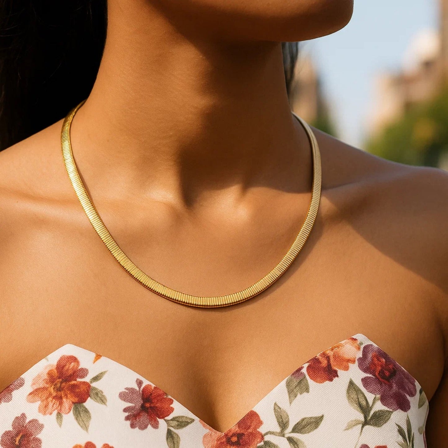 6.0mm 14k Two Tone Gold Reversible Omega Necklace