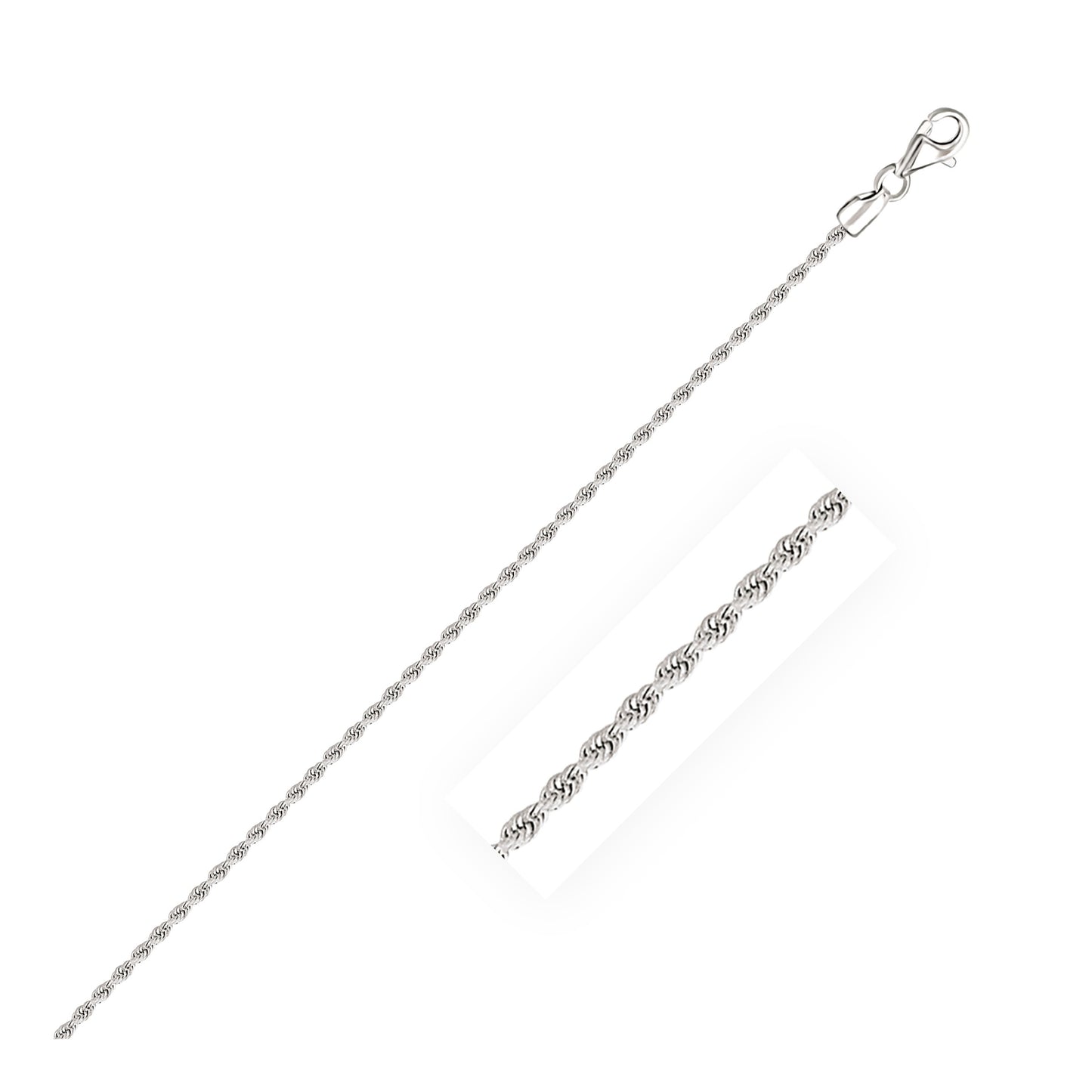 14k White Gold Solid Diamond Cut Rope Bracelet (1.80 mm) in a sleek high-contrast midnight luxury editorial style