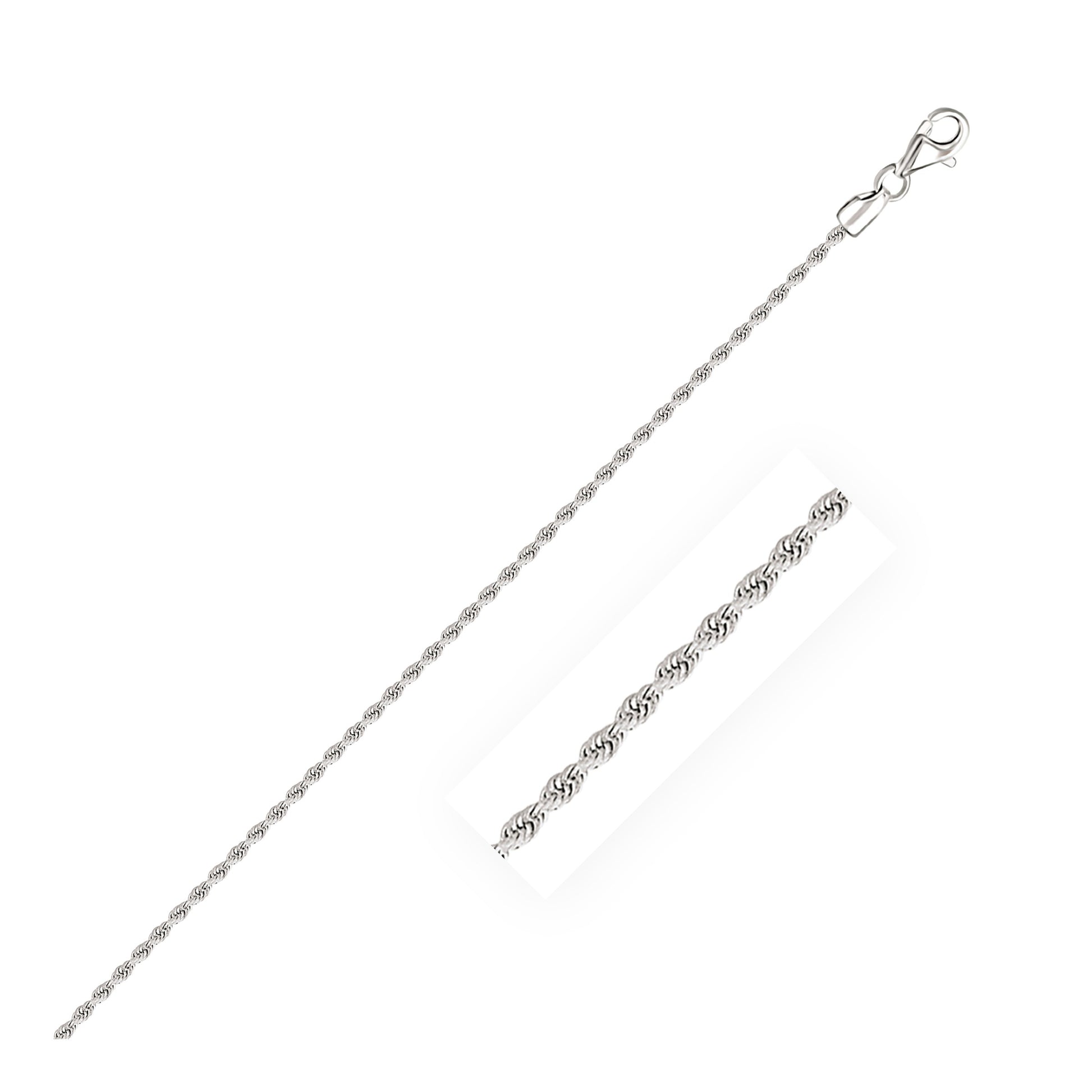 14k White Gold Solid Diamond Cut Rope Bracelet (1.80 mm) in a sleek high-contrast midnight luxury editorial style