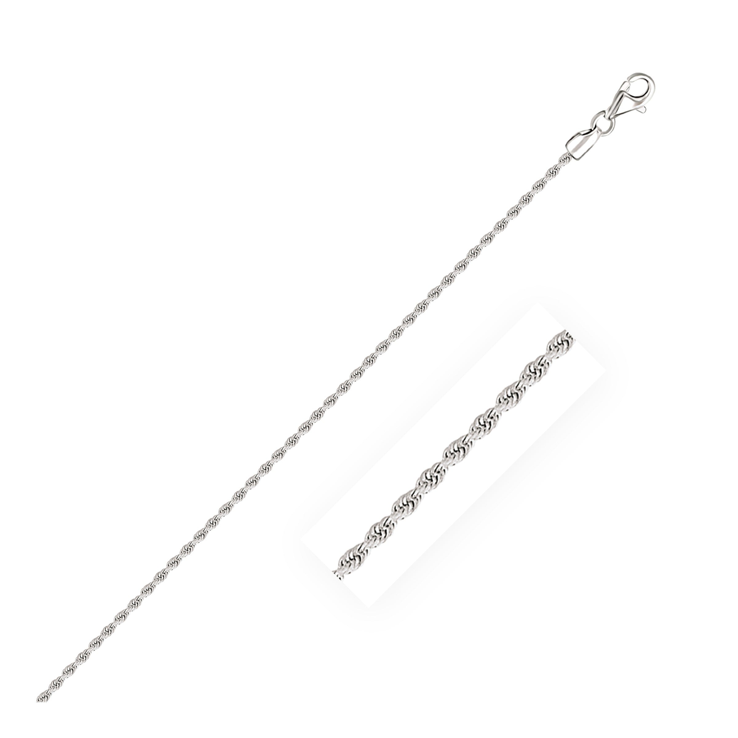 14k White Gold Solid Diamond Cut Rope Bracelet (1.80 mm) in a sleek high-contrast midnight luxury editorial style