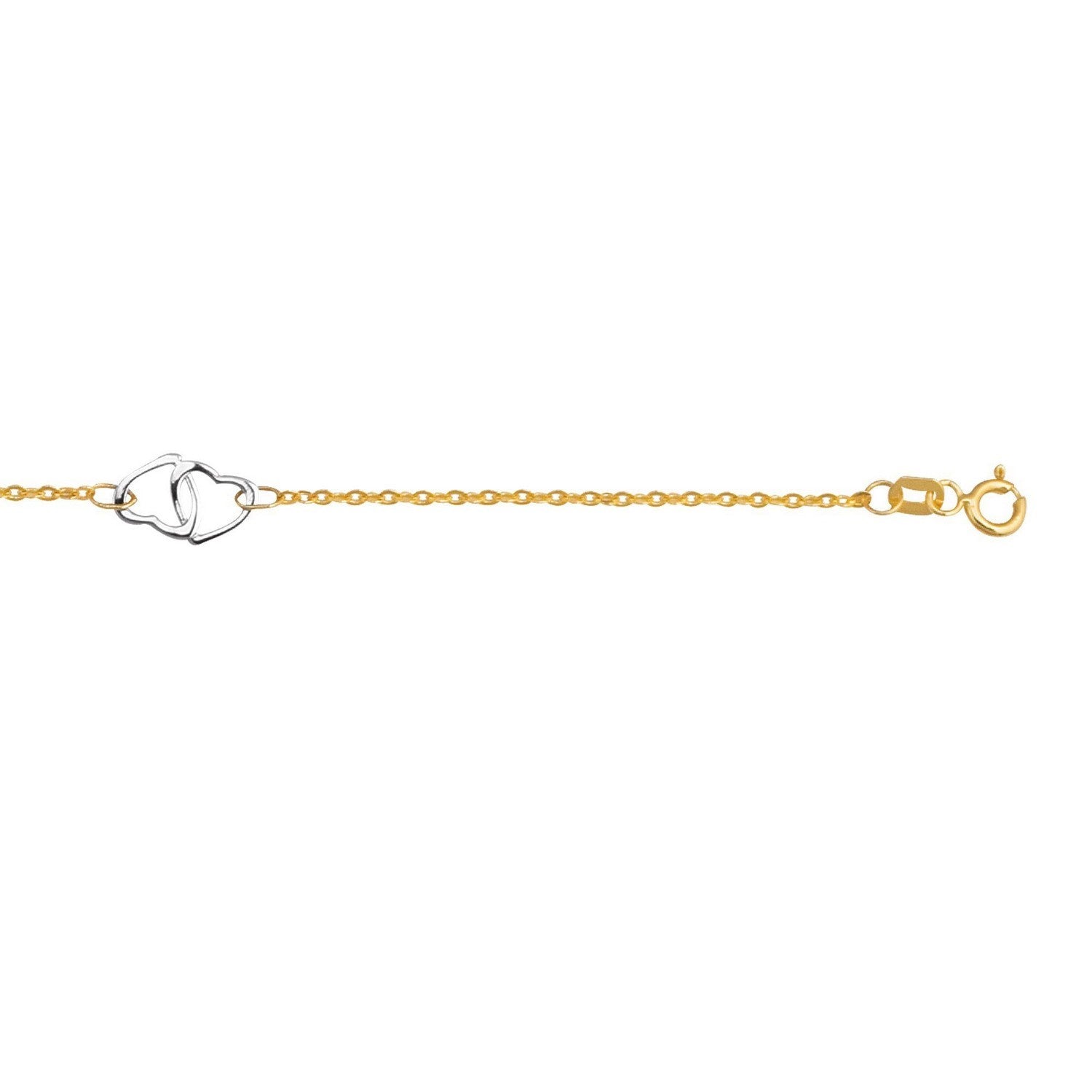 14k Two Tone Gold Entwined Heart Stationed Anklet - Peelerie