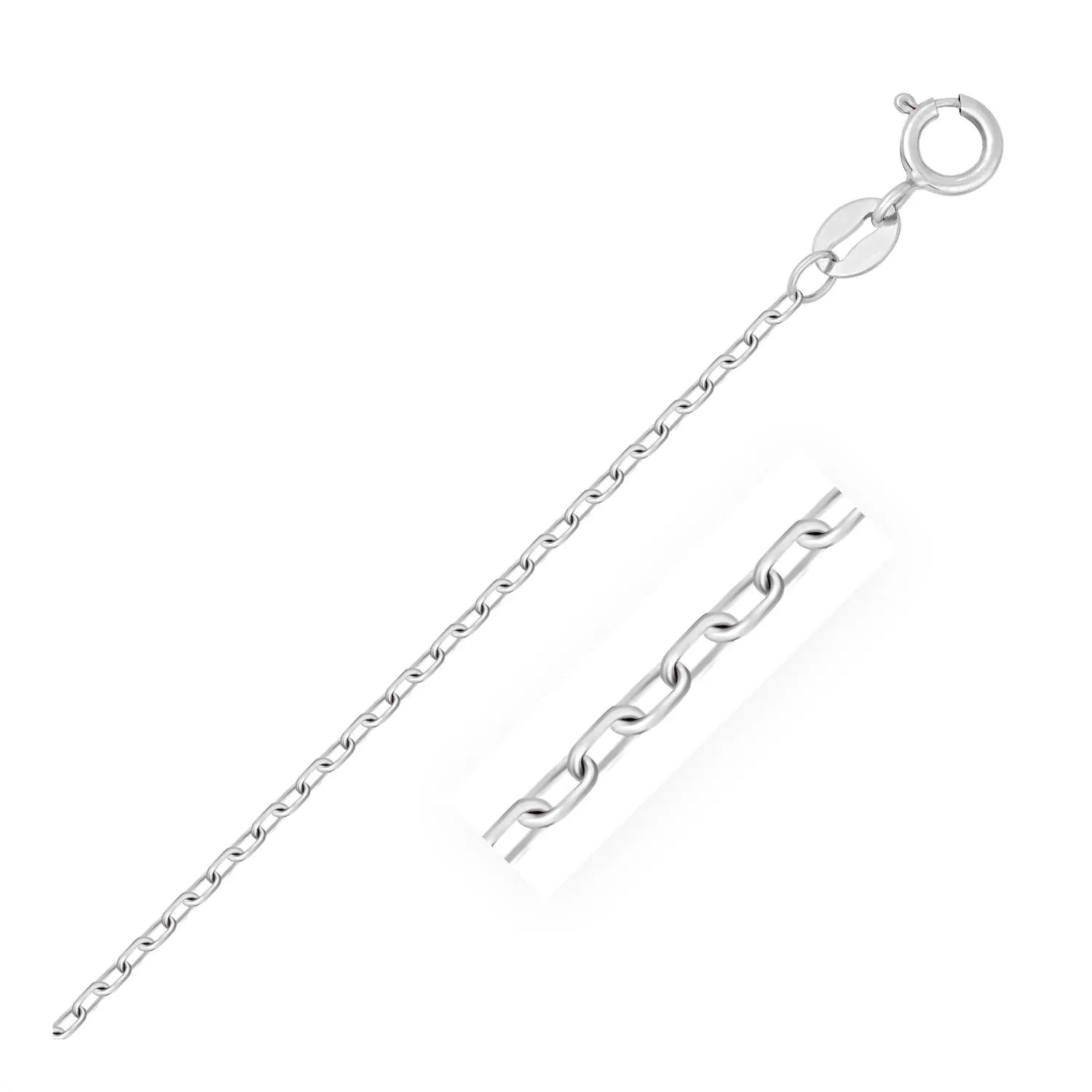 14k White Gold Faceted Cable Link Chain (1.2 mm) - Peelerie