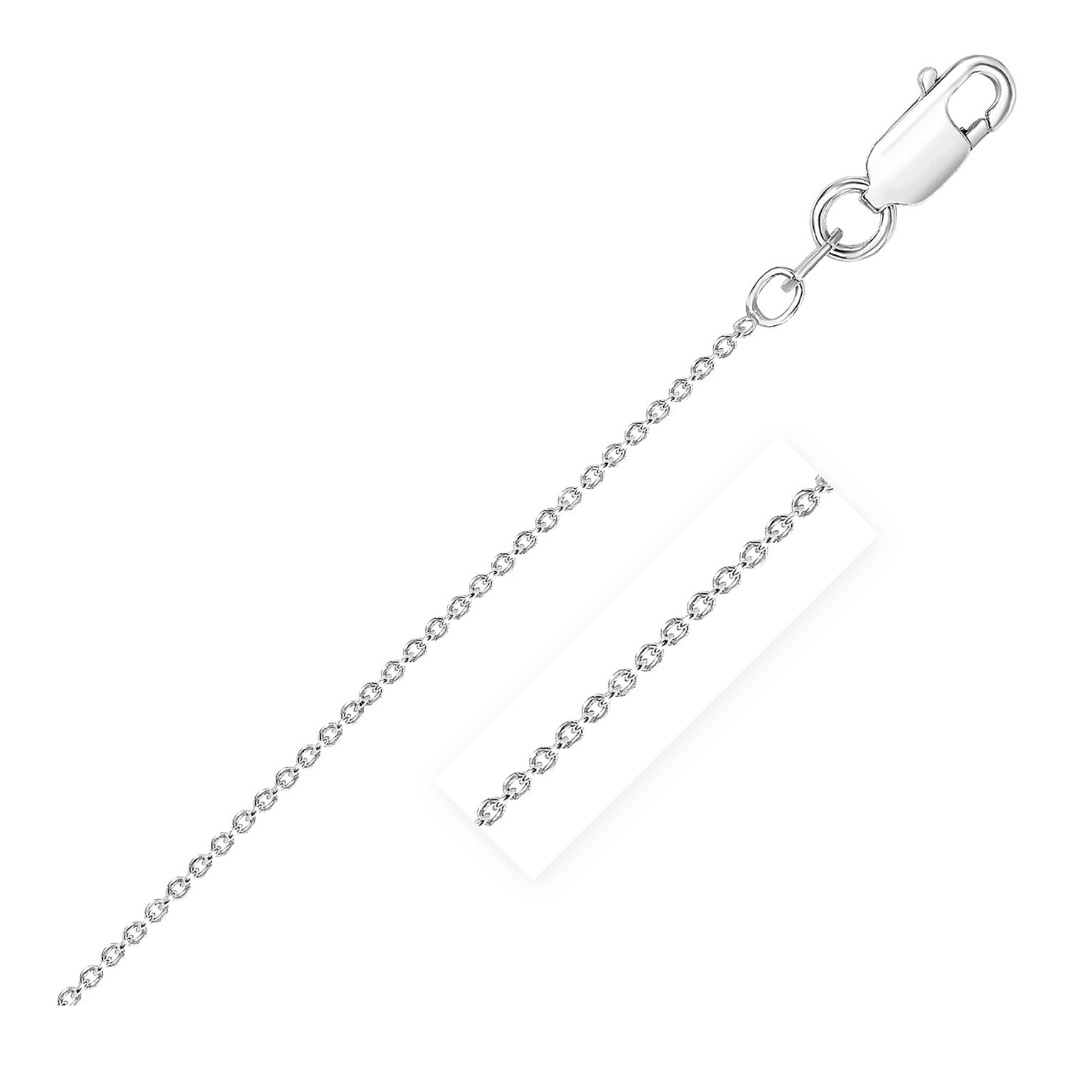 Sterling Silver Rhodium Plated Round Cable Chain (2.10 mm) in a sleek high-contrast midnight luxury editorial style