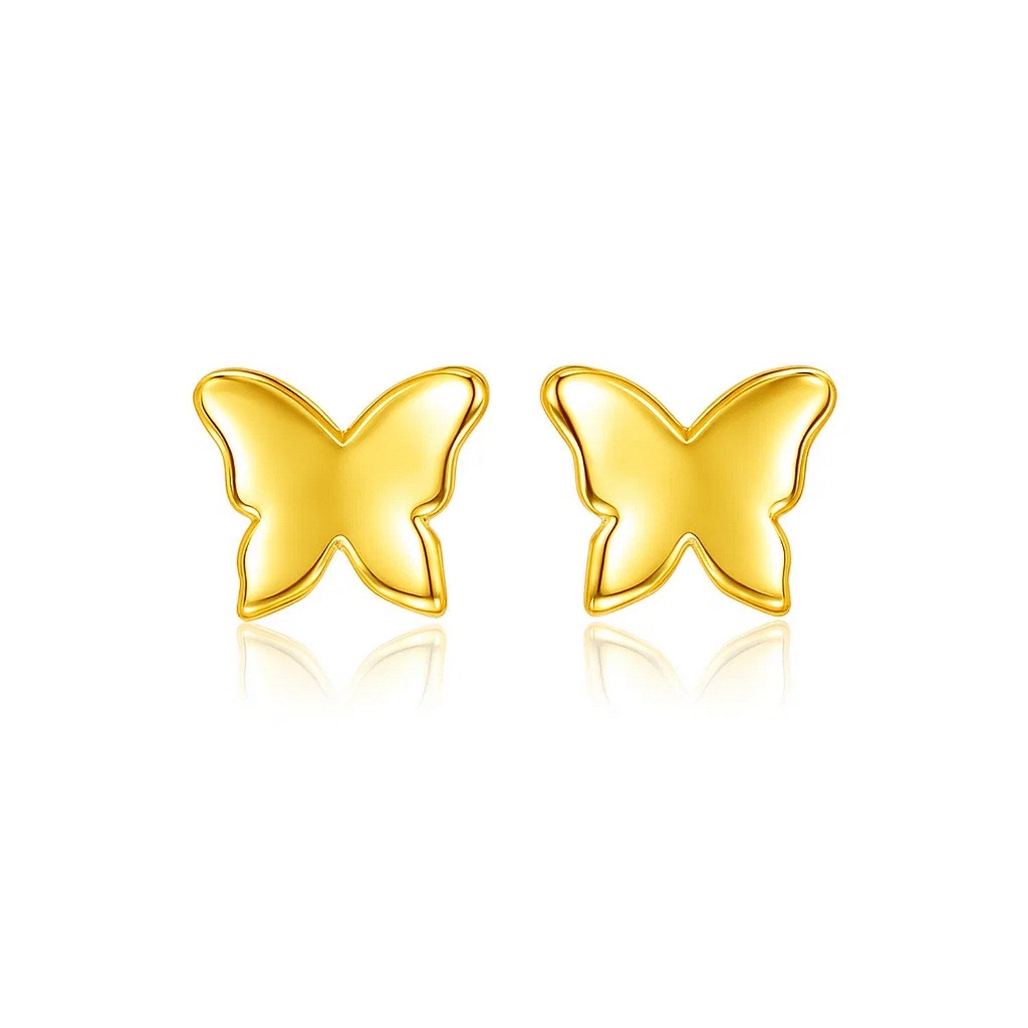 14k Yellow Gold Polished Butterfly Earrings in a sleek high-contrast midnight luxury editorial style