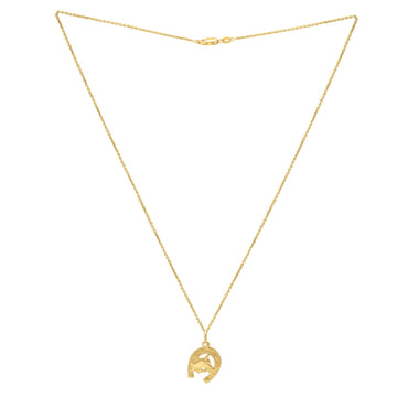 Horse and Horseshoe Necklace in 14K Yellow Gold