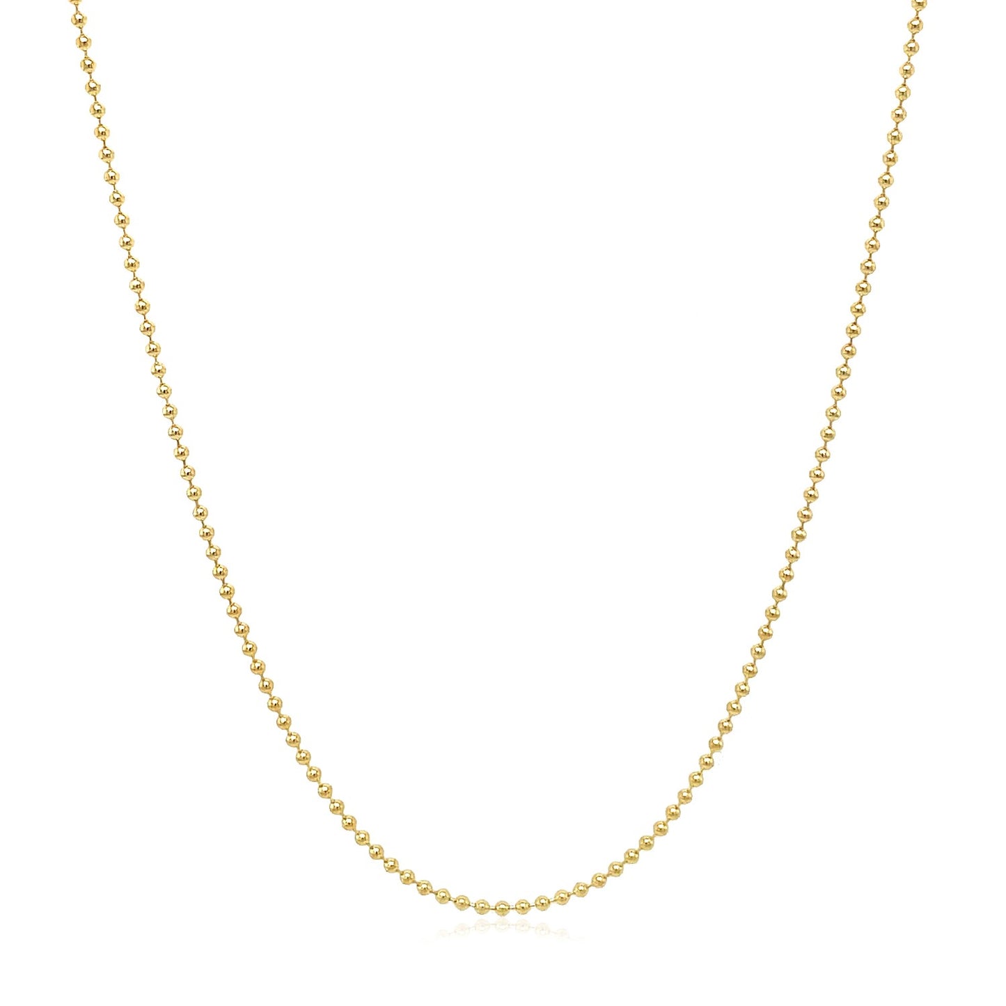 14k Yellow Gold Bead Chain 1.0mm (1.00 mm) in a sleek high-contrast midnight luxury editorial style