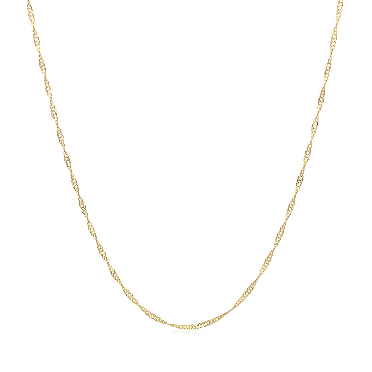 14k Yellow Gold Singapore Chain 0.6mm (0.60 mm) in a sleek high-contrast midnight luxury editorial style