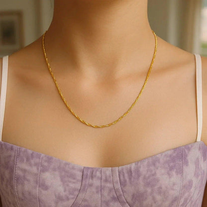 14k Yellow Gold Singapore Chain 0.6mm (0.60 mm) - Peelerie