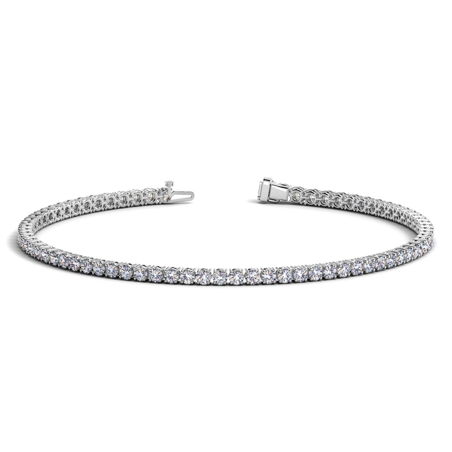 Lab Grown Round Diamond Tennis Bracelet in 14k White Gold (2 cctw F/G VS2/SI1) in a sleek high-contrast midnight luxury edito