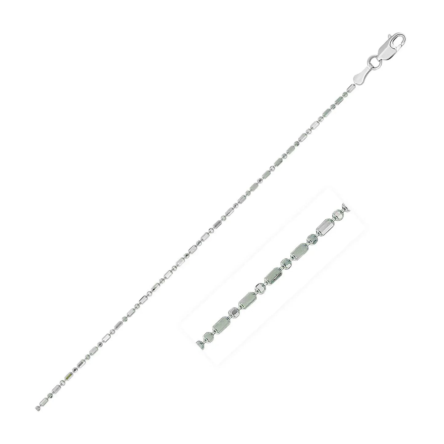 14k White Gold Diamond-Cut Bead Chain (0.90 mm) - Peelerie