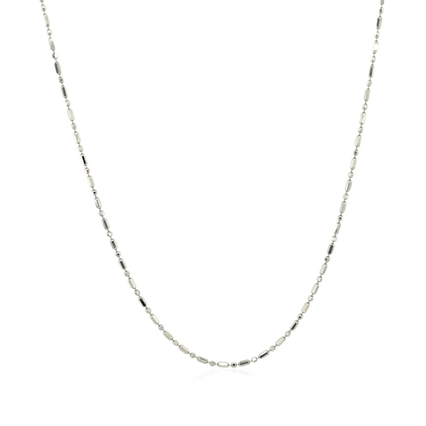 14k White Gold Diamond-Cut Bead Chain (0.90 mm) - Peelerie