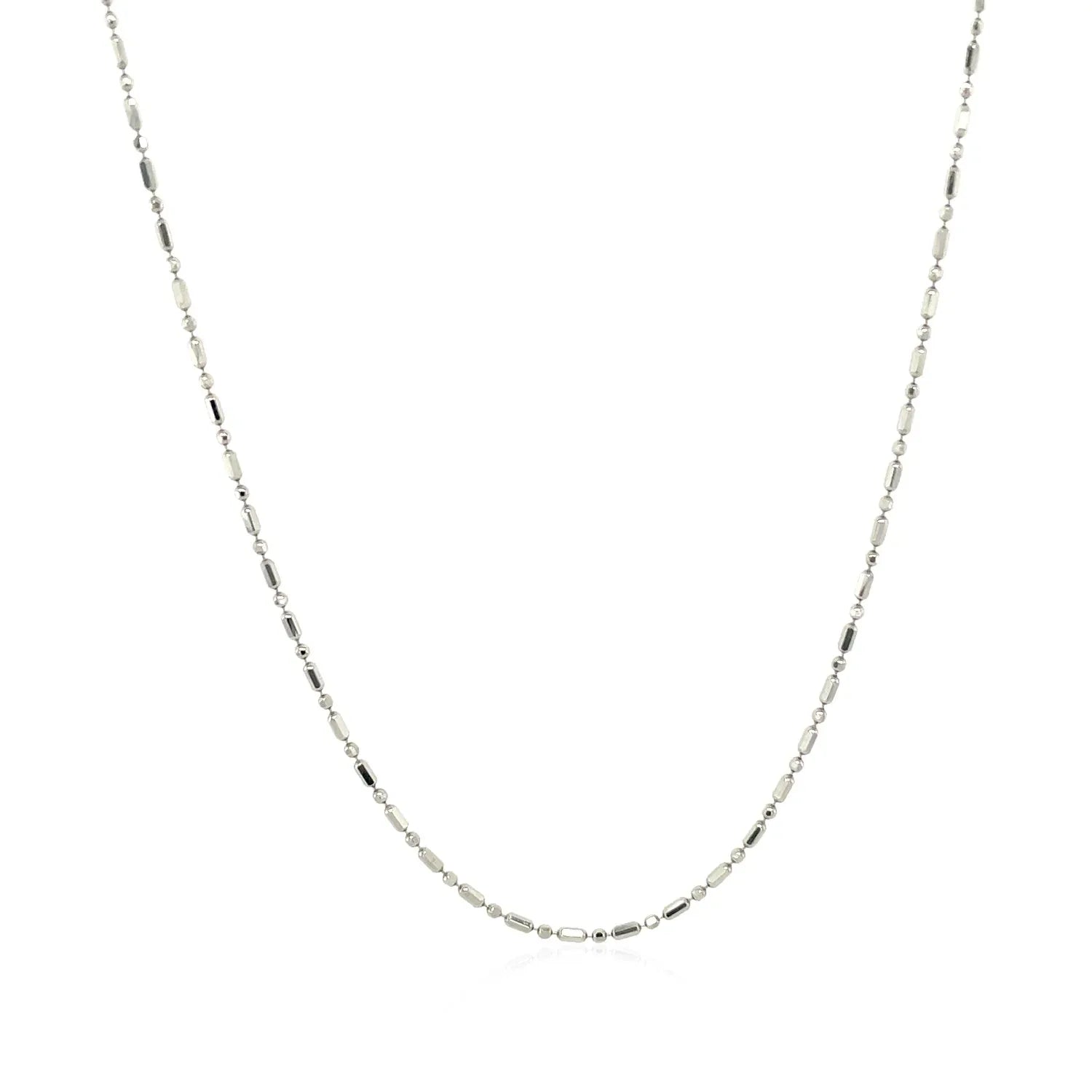 14k White Gold Diamond-Cut Bead Chain (0.90 mm) - Peelerie
