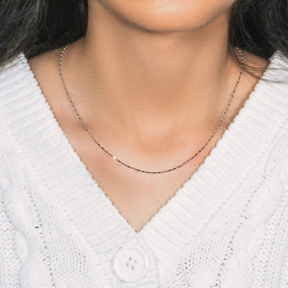 14k White Gold Diamond-Cut Bead Chain (0.90 mm) - Peelerie