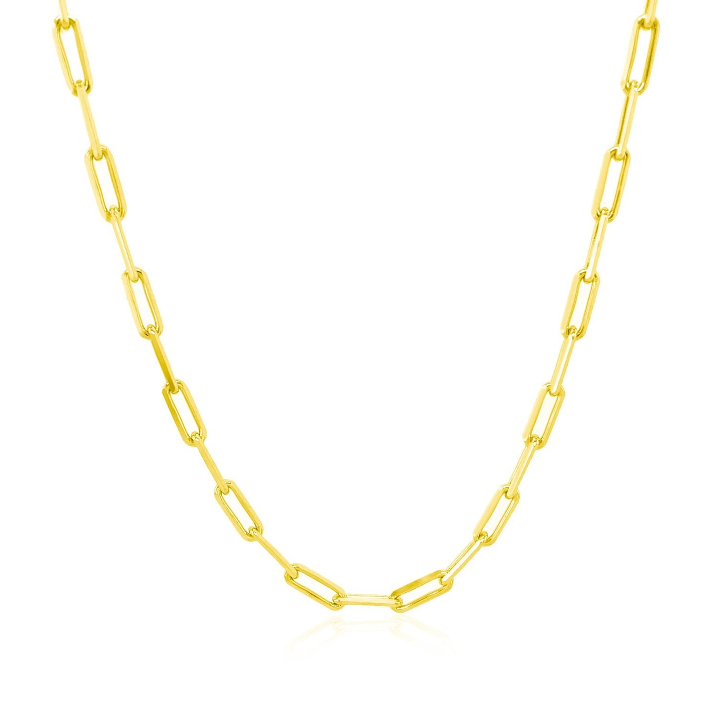 18K Yellow Gold Paperclip Chain (2.50 mm) in a sleek high-contrast midnight luxury editorial style