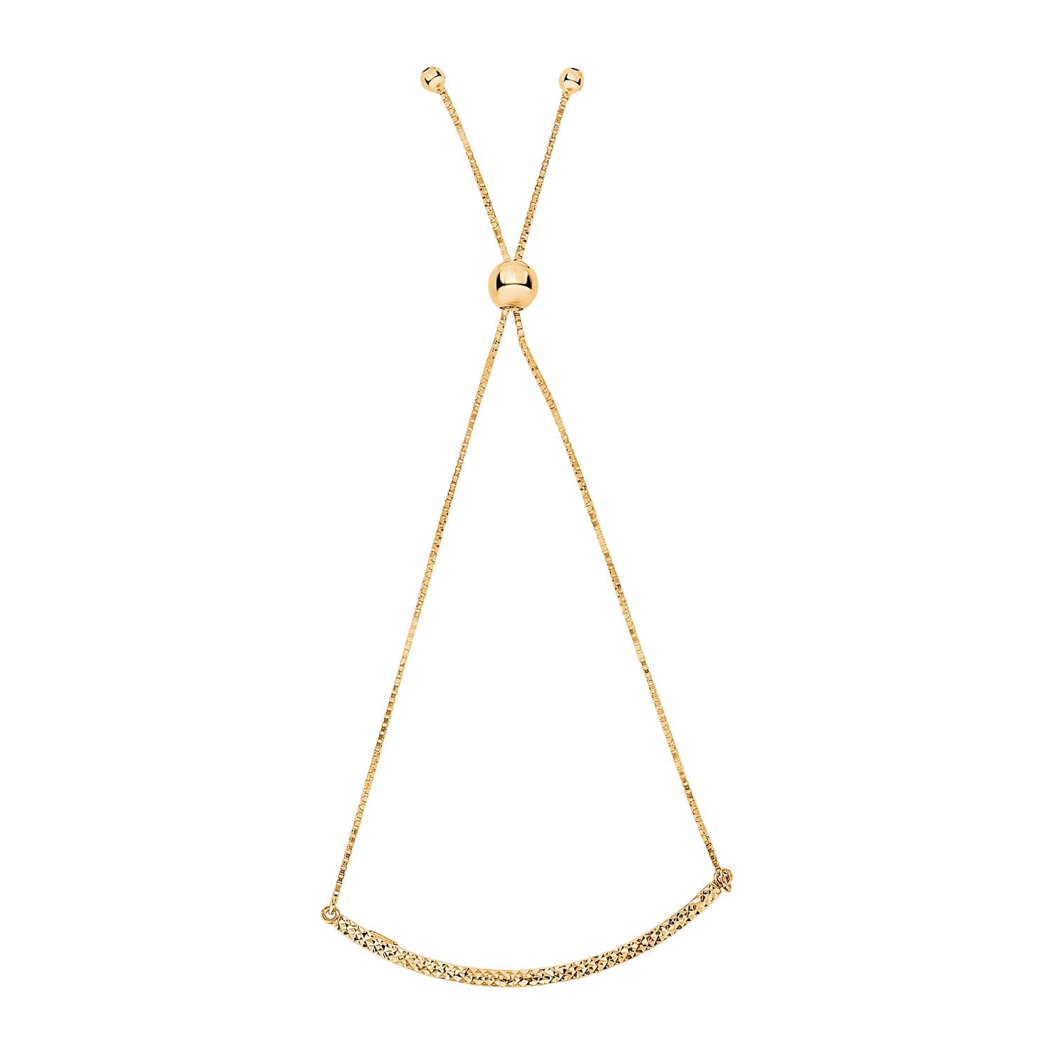 14k Yellow Gold Chain Bar Lariat Style Bracelet (1.00 mm) in a sleek high-contrast midnight luxury editorial style