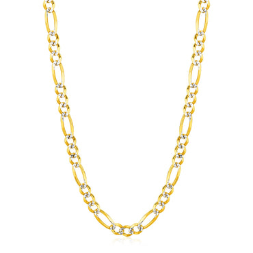 14K Yellow Gold Solid Pave Figaro Chain (5.90 mm)