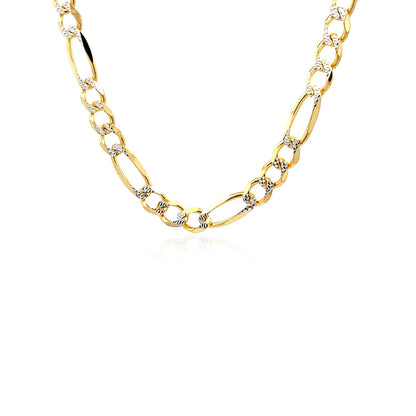 14K Two tone Gold Solid Pave Figaro Chain (5.90 mm)