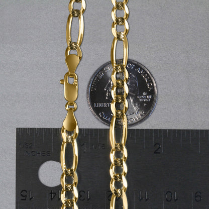 14K Two tone Gold Solid Pave Figaro Chain (5.90 mm)