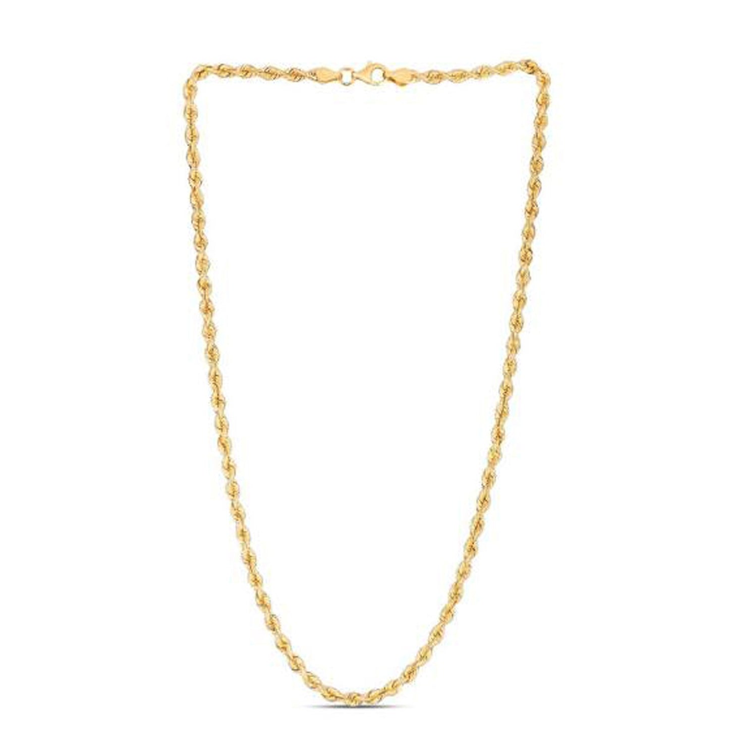 14k Yellow Gold Light Rope Chain (3.7 mm) in a sleek high-contrast midnight luxury editorial style