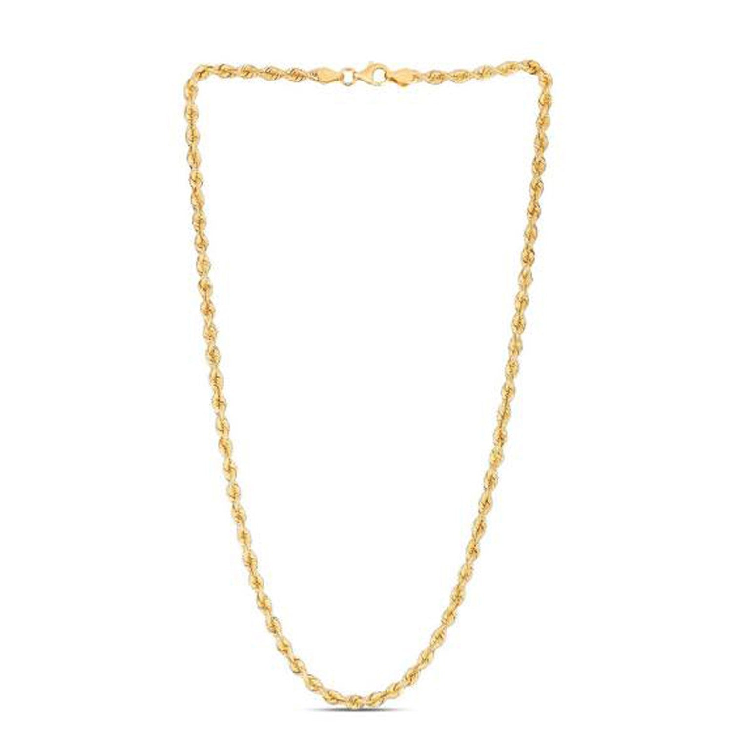 14k Yellow Gold Light Rope Chain (3.7 mm) in a sleek high-contrast midnight luxury editorial style